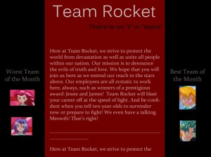 first mock up of my team rocket website